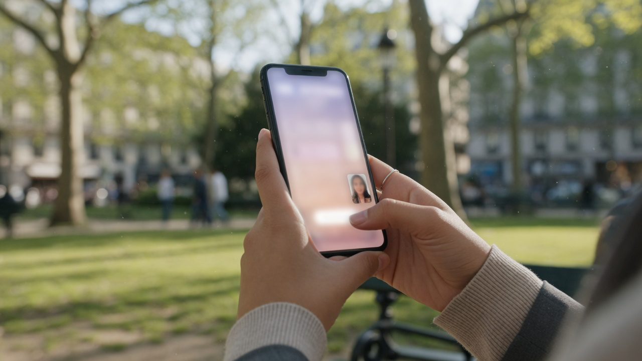 A phone held outdoors, the scale of an Instagram profile bio